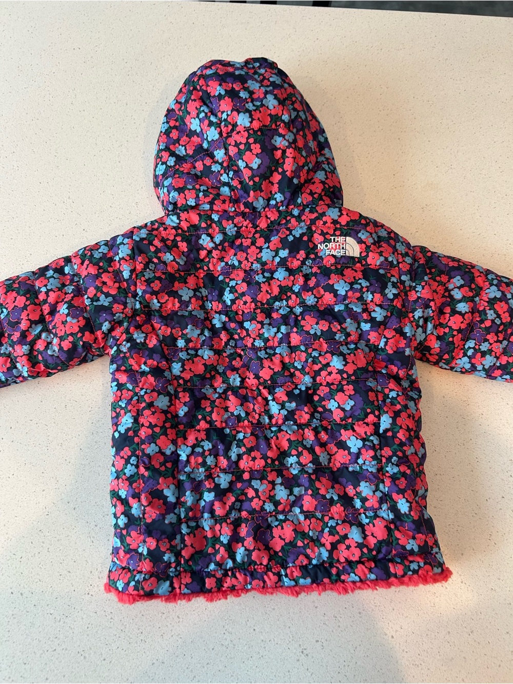 The North Face Girls' Infant Reversible Hooded Mossbud Jacket Baby 12-18 Months - Picture 5 of 6